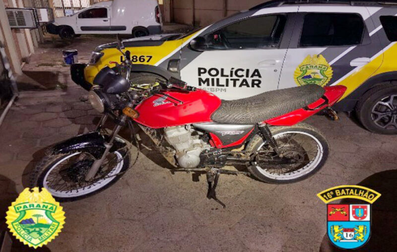  Preso em Guarapuava com tornozeleira e com uma moto furtada que foi recuperada pela PM