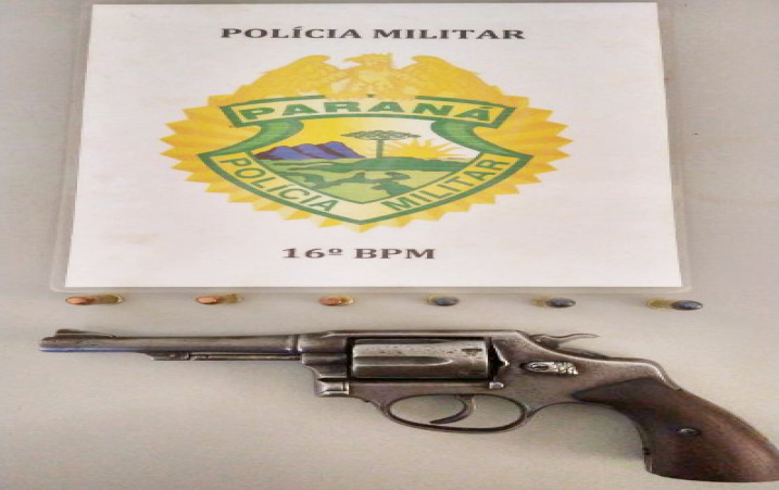  Preso em Santa Maria do Oeste após efetuar disparo de arma de fogo. Um revólver calibre .38 sem registro e com 6 munições intactas foi apreendido pela PM