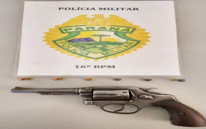  Preso em Santa Maria do Oeste após efetuar disparo de arma de fogo. Um revólver calibre .38 sem registro e com 6 munições intactas foi apreendido pela PM