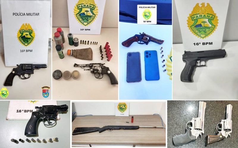 PM apreende sete armas de fogo e um simulacro no final de semana na região