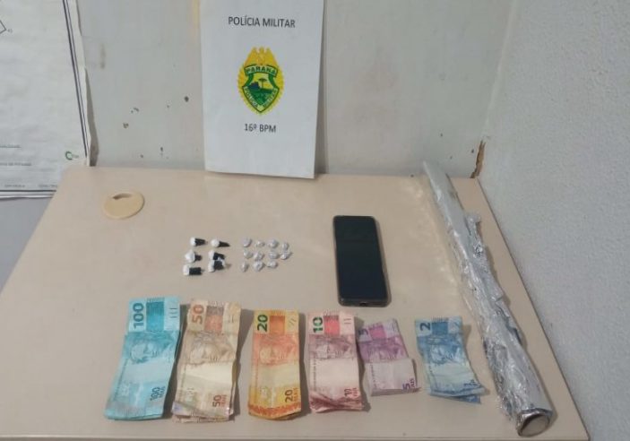  Preso por tráfico em Pitanga após tentar fugir com drogas, dinheiro, e celular