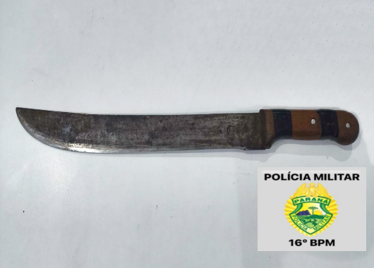  Homem ameaça esposa e filho com um facão em Guarapuava e as partes foram encaminhas pela PM para Delegacia
