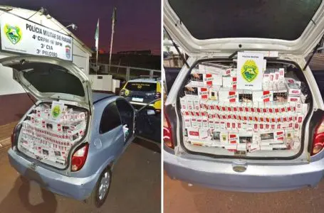 Veículo carregado com cigarros do Paraguai é apreendido pela PM entre Nova Tebas e Manoel Ribas