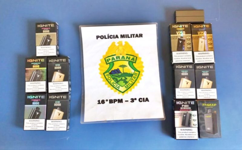 Após denúncias, PM apreende cigarros eletrônicos em comércios de Mato Rico/PR