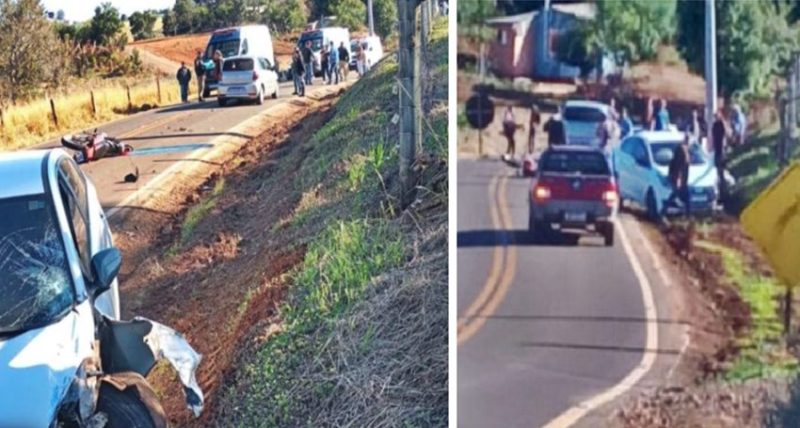  Homem morre após acidente envolvendo uma moto e dois carros entre Palmital e Laranjal