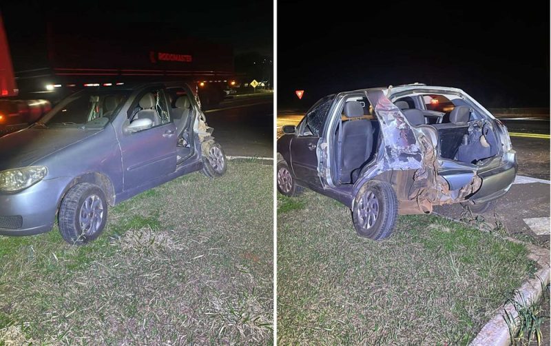 Colisão entre dois veículos nas proximidades do Trevo da Pitanguinha em Pitanga