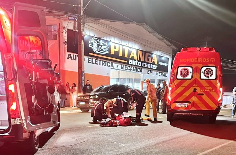 Homem de 51 anos é levado para um Hospital de Guarapuava após ser atropelado por um carro em Pitanga