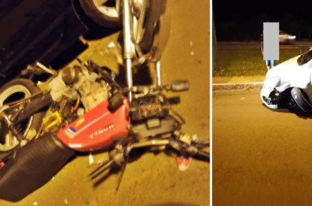 Homem tem ferimentos moderados após acidente entre moto e carro em Pitanga