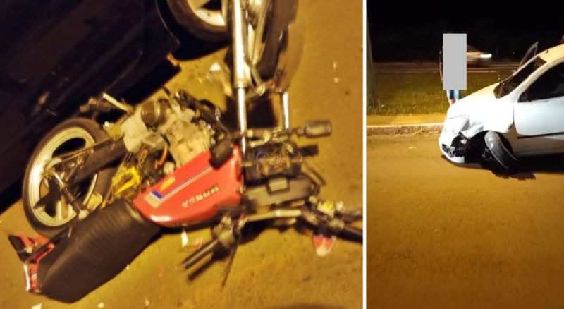  Homem tem ferimentos moderados após acidente entre moto e carro em Pitanga
