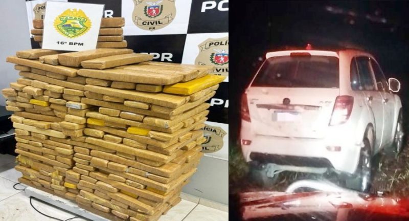  Veículo furtado de Palhoça/SC é encontrado abandonado na região de Foz do Jordão com 221 quilos de maconha