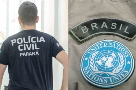 Suspeito de estelionato preso pela Polícia Civil usava uniforme da ONU. (Foto: Divulgação/PCPR)