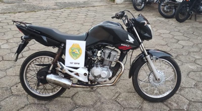  Moto adulterada é apreendida pela PM em Turvo/PR e levada para Delegacia de Guarapuava