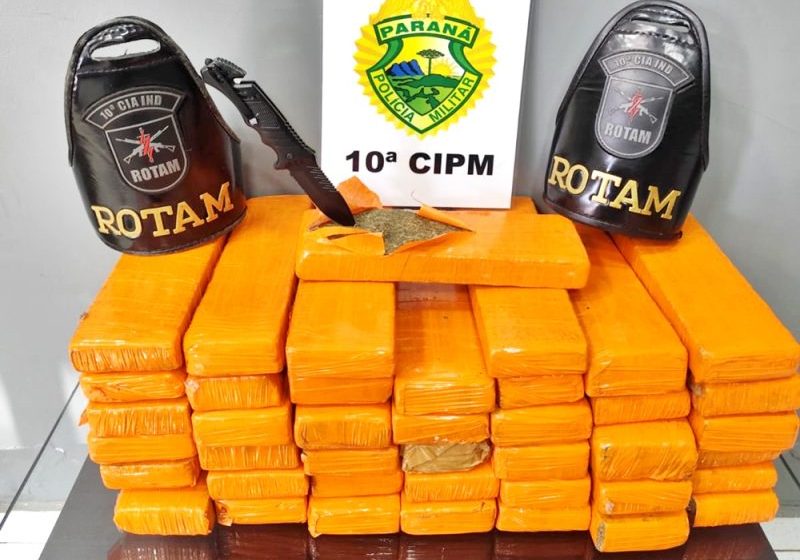  Mulher é abordada com 41 tabletes de maconha na mala em um ônibus na Rodoviária de Laranjeiras do Sul
