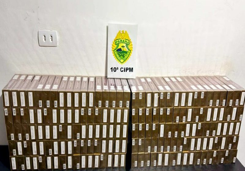  PM apreende mais 170 maços de cigarros do Paraguai na Rodoviária de Laranjeiras do Sul em um ônibus que seguia de Foz para Curitiba