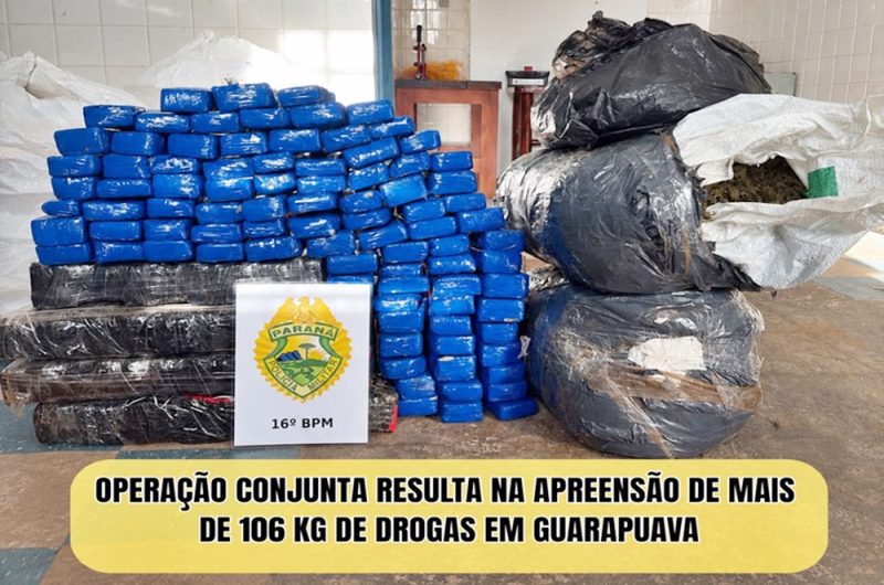  Operação conjunta resulta na prisão de um homem e a apreensão de mais de 106 kg de drogas em Guarapuava