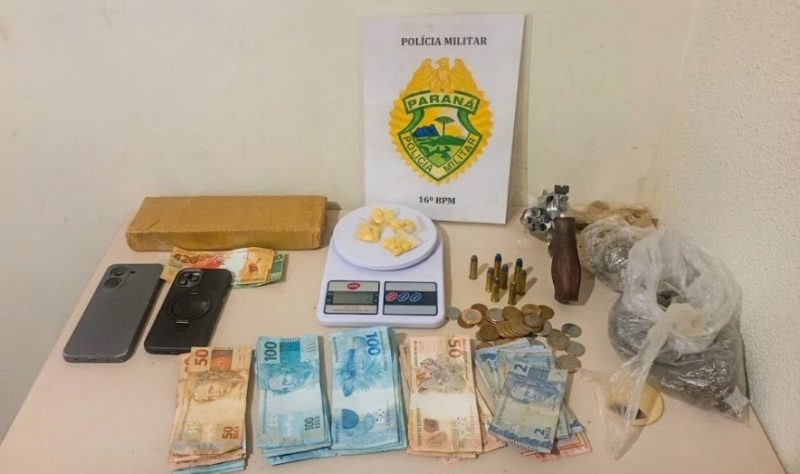  Preso em Pitanga com drogas, arma, veículo utilizado para o tráfico e, com mandado de prisão