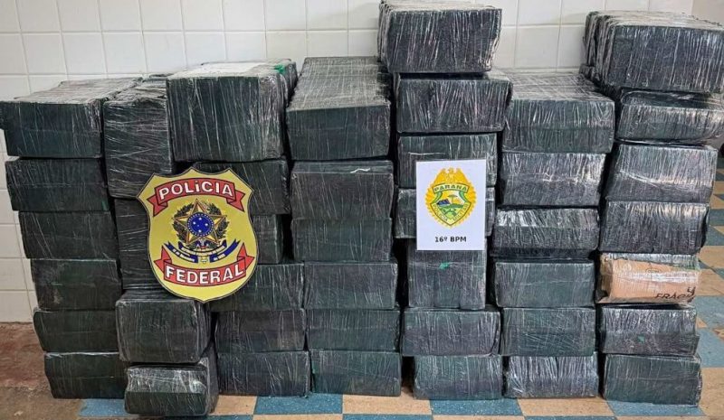  PF com apoio da PM, apreende quase uma tonelada de maconha na 277 em Candói/PR