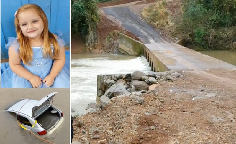  Menina de 4 anos morre após carro da família cair no rio em Rio Bonito do Iguaçu