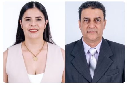 Vereadores Camila Medeiros Carlucci e Valdir Alves de Oliveira tiveram os mandados cassados em Quarto Centenário. — Foto: Reprodução/Câmara de Vereadores de Quarto Centenário